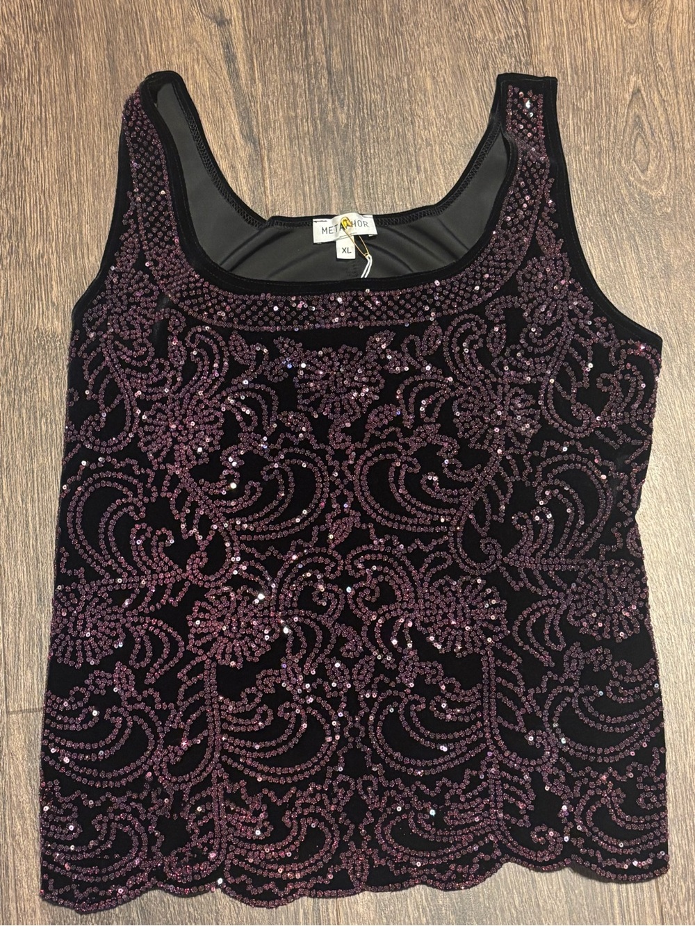 Metaphor Purple Sequin Scoop Neck Tank Top